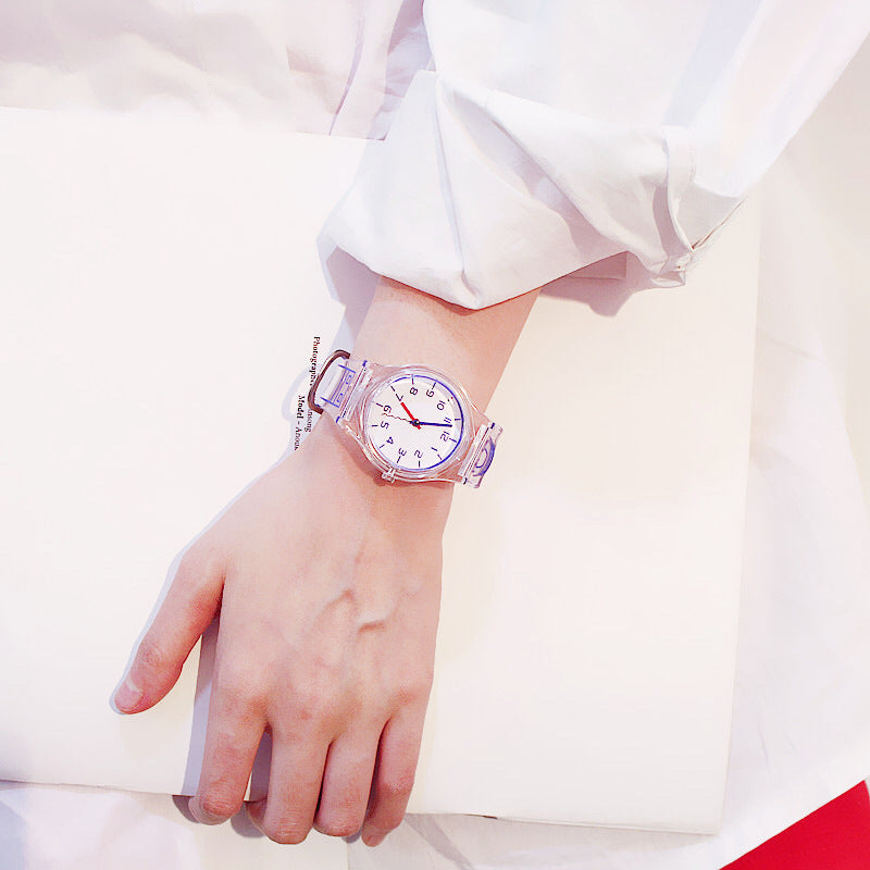 Deffrun Casual Style Transparent Women Wrist Watch Cute Style Student Kid Quartz Watch