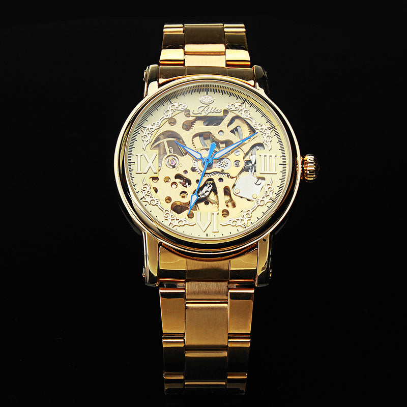 JIJIA Luxury Men Watch Hollow Roman Number Fashion Automatic Mechanical Watch