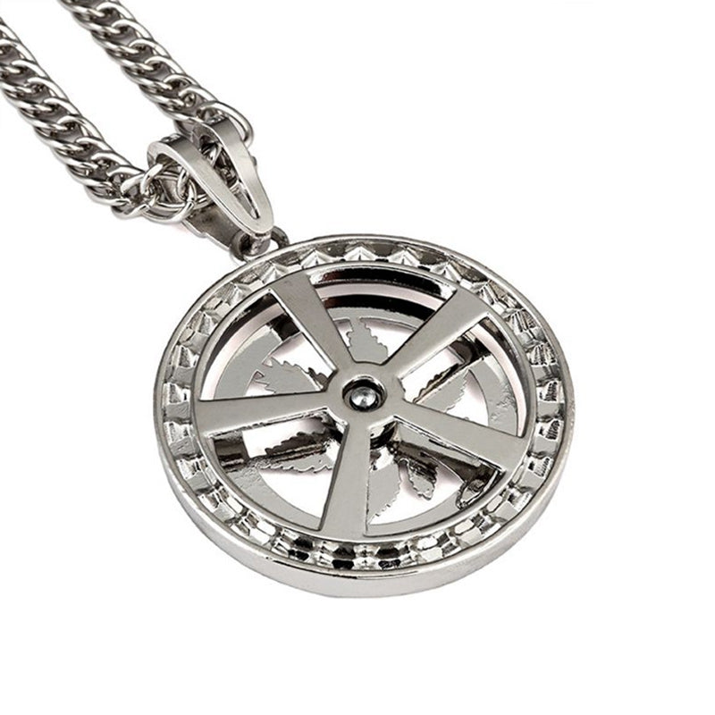 Hip Hop Spinning Snake Chain Marijuana Gold Leaf Pendant Necklace Wholesale for Men