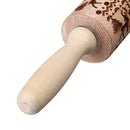 Christmas Elk Print Rolling Pin Engraved Rolling Pin Wooden Embossing Embossed Baking Tools