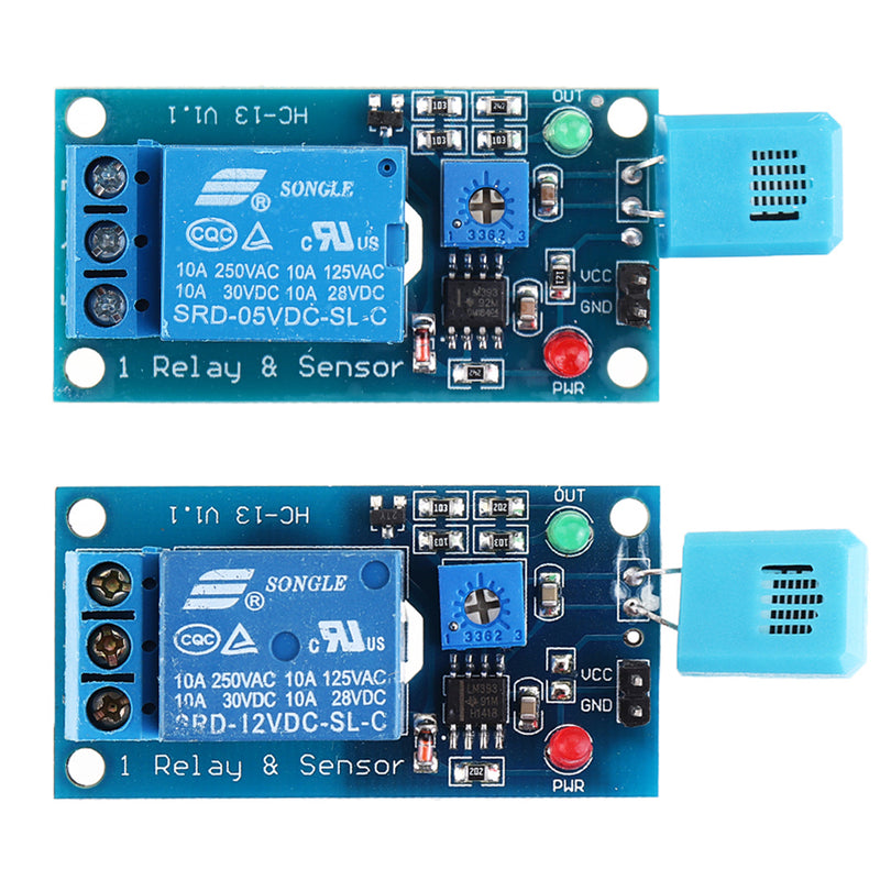HR202 Blue Sensor DC 5V/12V 1 Channal Humidity Sensitive Switch Relay Module Humidity Controller Humidity Sensor Module