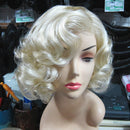 Women Short Light Blonde Wavy Curly Hair Cosplay Party Wig