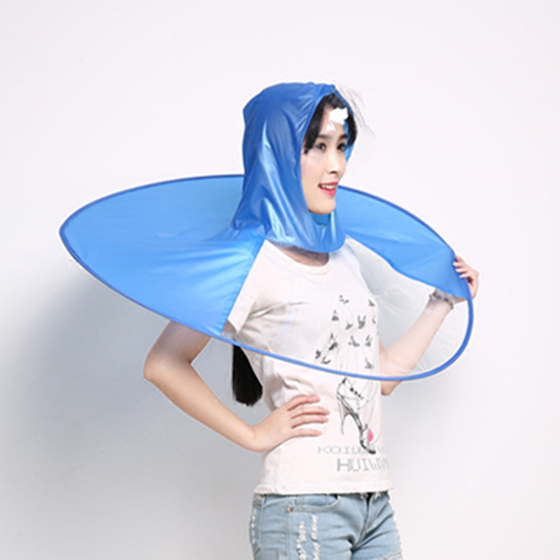 Creative Raincoat Umbrella UFO Shape Rain Hat Cap Child Adult Rain Coat Cover 3 Sizes