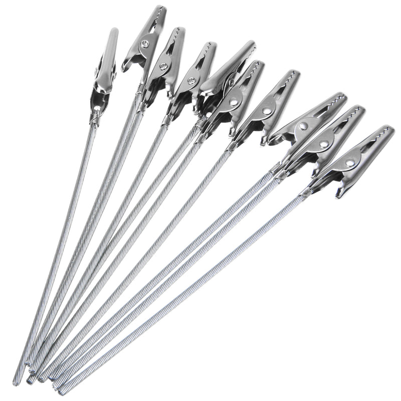 10pcs 4.7" Length Non-insulated Metal Electric Test Crocodile Clip Clamp