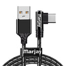 Marjay 2.4A Micro USB Type-C 90 Degree Elbow Fast Charging Data Cable For Huawei P30 Pro Xiaomi Mi9  Redmi 7A Redmi 6Pro OUKITEL Y4800 S10+ Note10
