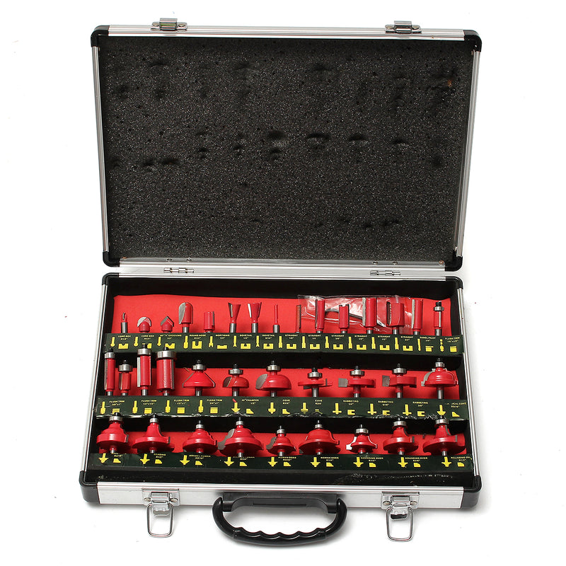 35pcs 1/4 Inch Shank Tungsten Carbide Tip Router Bit Set Wood Working Tool