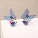 Trendy Crystal Glass Ball Flower Butterfly Fabric Earrings for Women