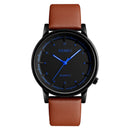 SKMEI 1210 Fashion Watch Simple Style Leather Strap Casual Unisex Quartz Analog Wrist Watch