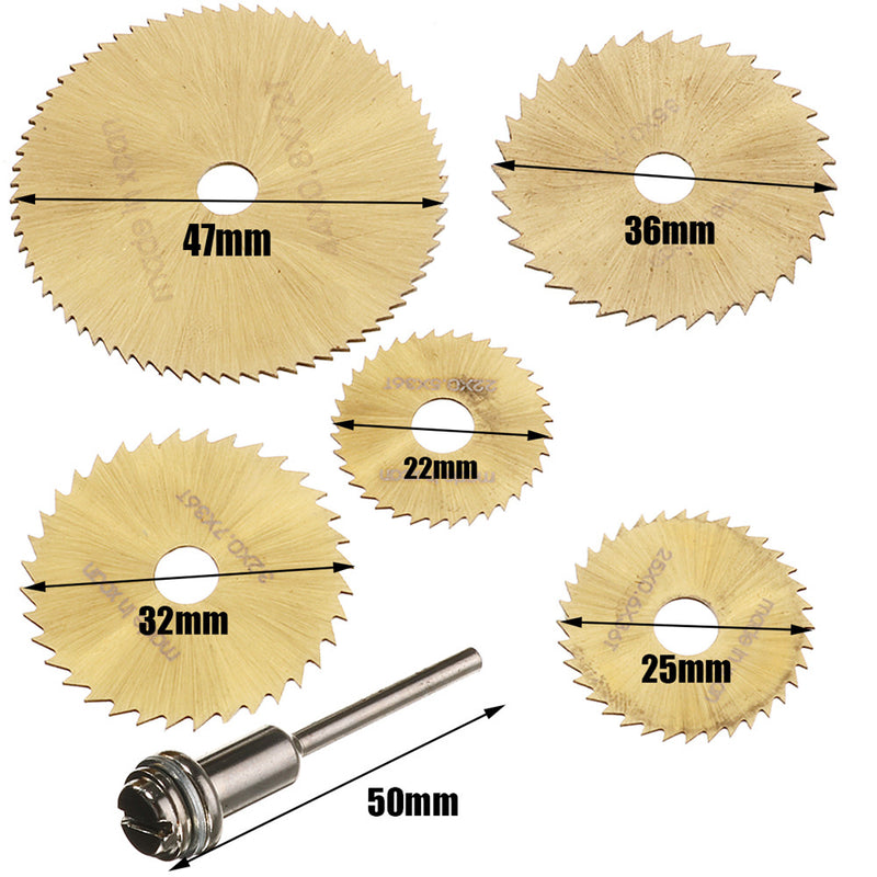 6Pcs HSS Circular Saw Blade Set 22-47mm Woodworking Cutters for Dremel Rotary Tools