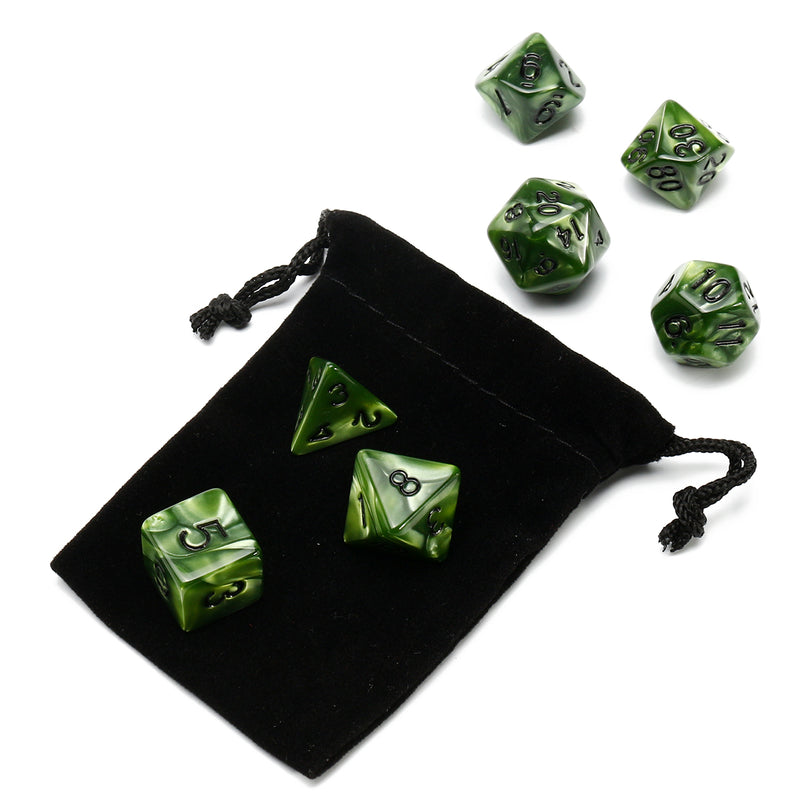 7 Piece Polyhedral Dice Set Multisided Dice With Dice Bag RPG Role Playing Games Dices Green