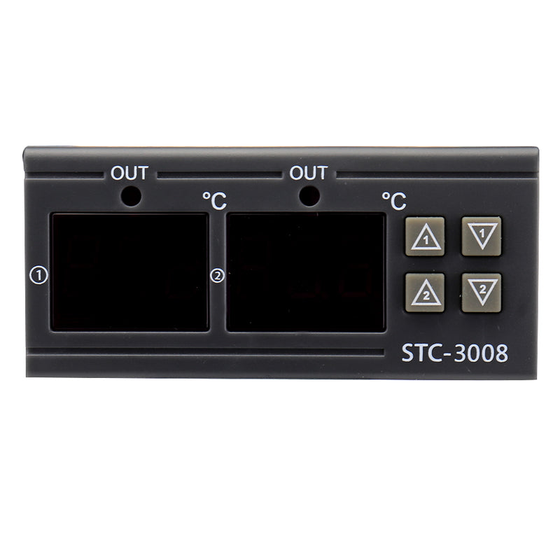 Dual Digital Incubator Thermostat Temperature Controller Two Relay Output Thermoregulator 10A Heating Cooling STC-3008 24V