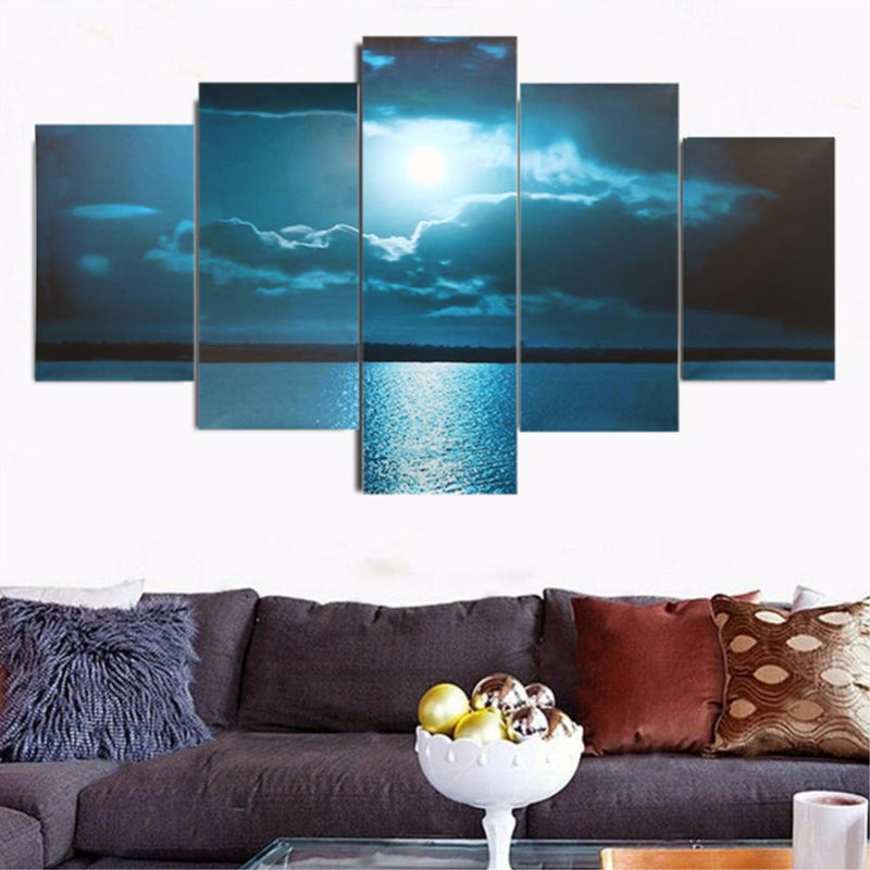 Modern Abstract Wall Decor Art Moon Sea Oil Paintings Painted Unframed