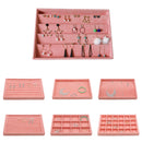 Velvet Jewelry Display Stand Tray Pink Brooch Ring Earring Holder Organizer Rack