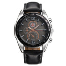 Deffrun Business Style Men Wrist Watch Decorate Three Dials Leather Strap Quartz Watches