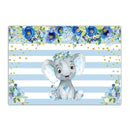 3x5FT 5x7FT Vinyl Baby Elephant Blue Flower Photography Backdrop Background Studio Prop