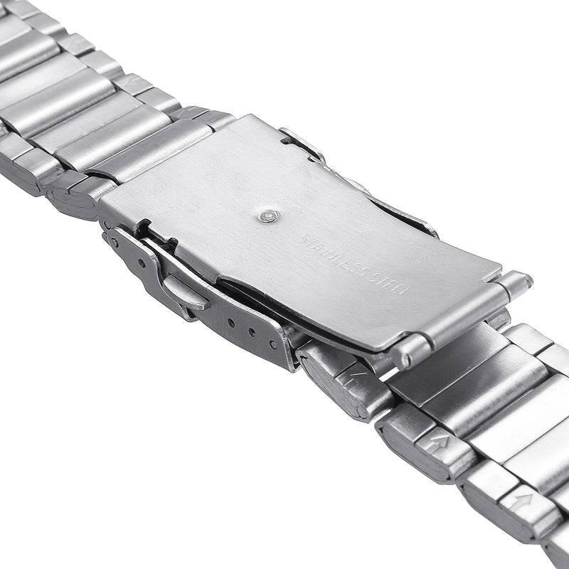 20mm 22mm 24mm Solid Link Silver Stainless Steel Watch Band