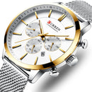 CURREN 8340 Chronograph Calendar Men Wristwatch Mesh Steel Band Quartz Watch