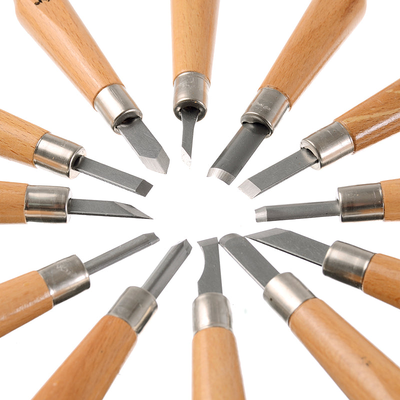 12Pcs Professional Wood Carving Chisel Tools Set Woodwork Sharpening Carpenter