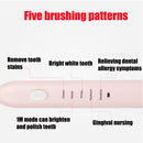 5 Modes Electric Toothbrush Mute Soft Sonic USB Rechargeable Waterproof Tooth Cleaner With 4 Brushes