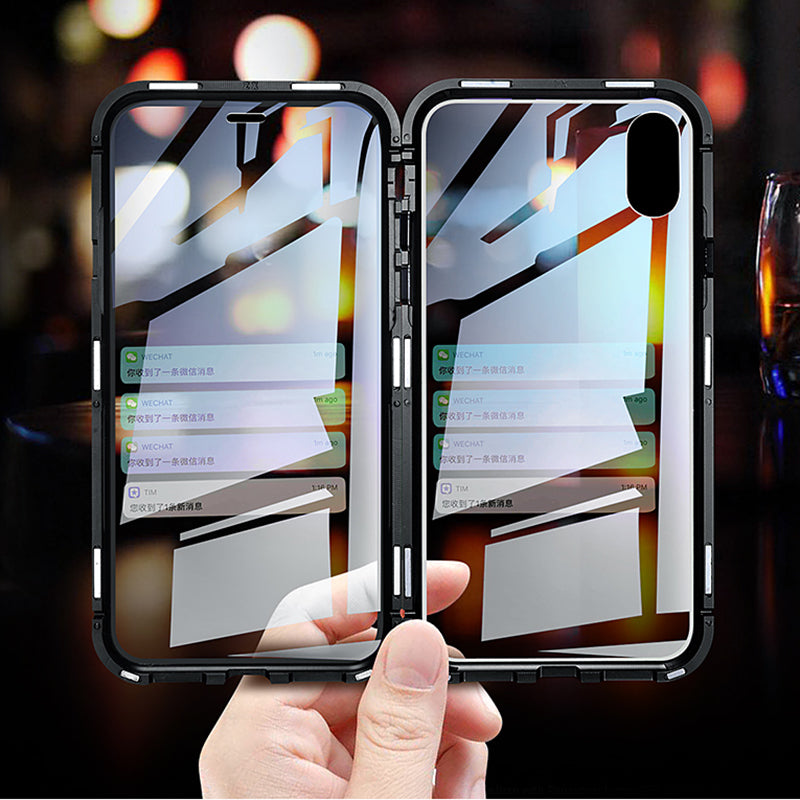 Luphie 360 Front Screen Protector & Back Glass Cover Metal Magnetic Adsorption Protective Case For iPhone XR/XS/XS Max/X/7/7 Plus/8/8 Plus