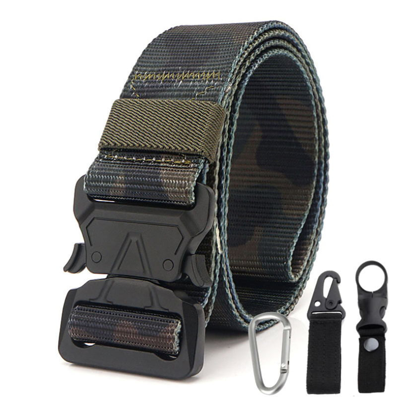 Xmund XD-TB3 125cm Men's 1000D Nylon Belt Metal Buckle Quick Release Tactical Belts With Carabiner Eagle Mouth Buckle Beverage Hanging Belt