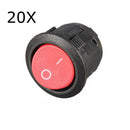20Pcs Red Mini Round 2 Pin SPST ON-OFF Rocker Push Button Switch