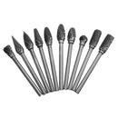 10pcs 3mm Shank Double Lines Tungsten Steel Carbide Burr Set 6mm Head Rotary Drill Bit