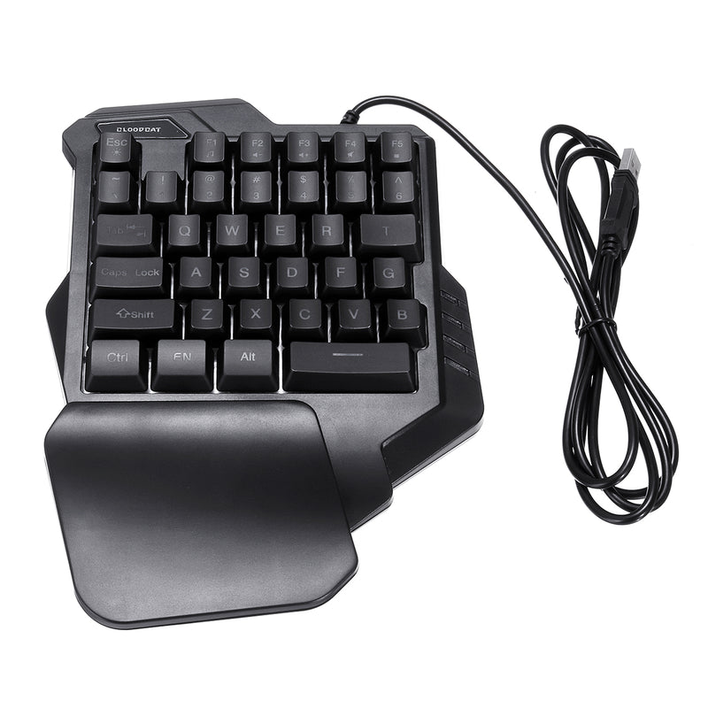 34 Keys One Handed Keyboard Game Mini LED Backlit Ergonomic Single Keypad for LOL/Dota