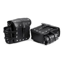 27x12x25cm Pair Black Motorcycle PU Leather Side Box Hanging Saddlebags with Water Bottle Bag