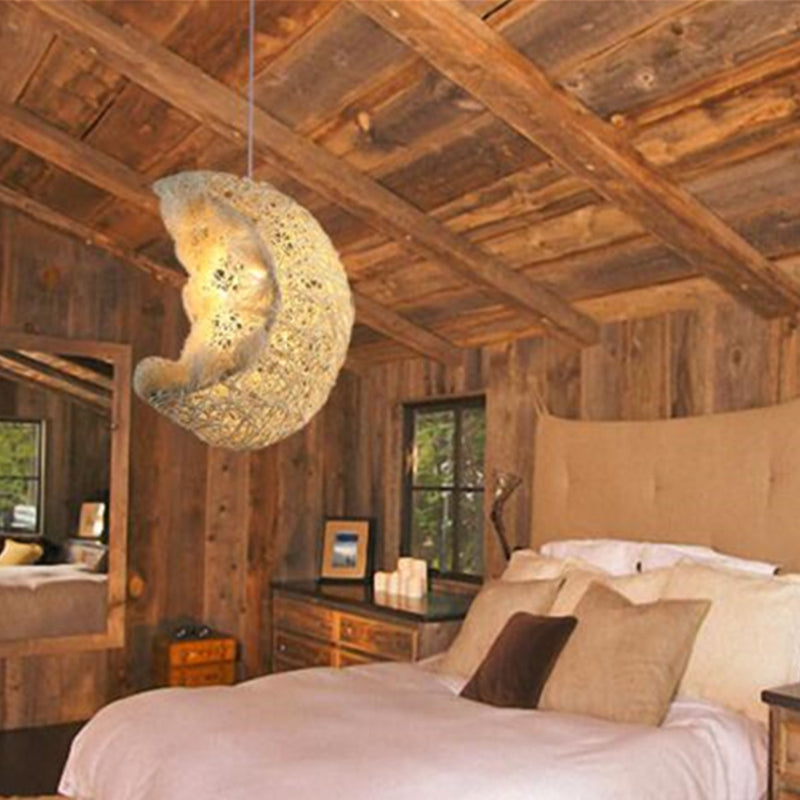 Modern Moon Rattan Light  Pendant Lamp Ceiling Light Romantic Home Decoration