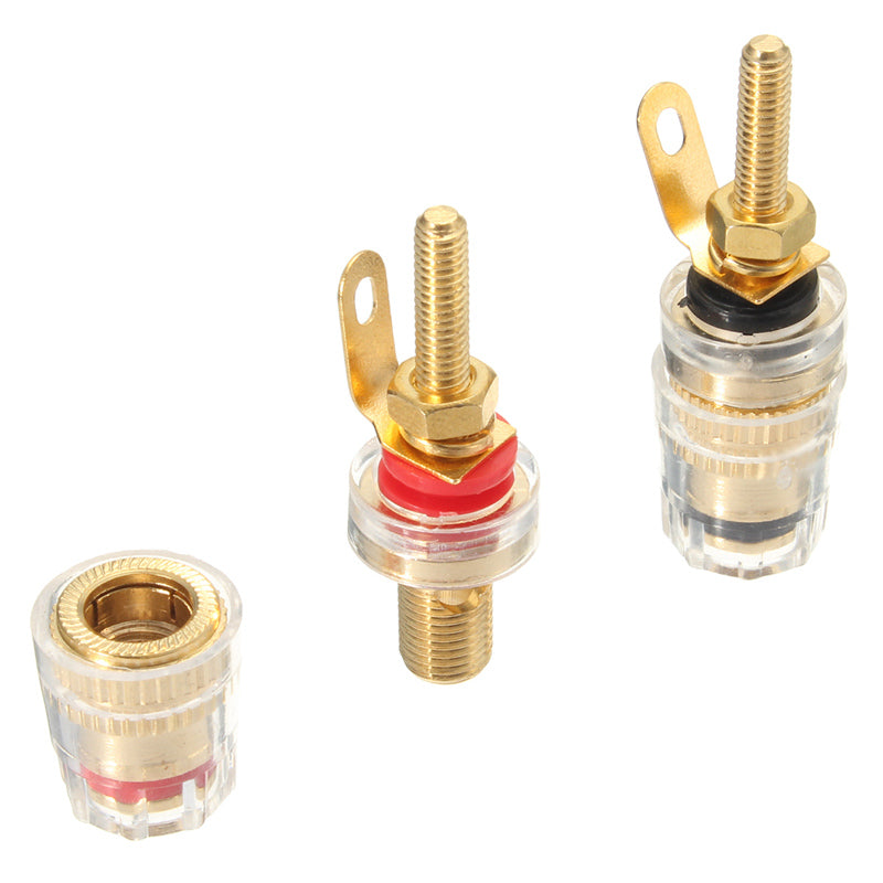 2Pcs Gold Plated Binding Post Amplifier Speaker Terminal Audio Connector For 4mm Banana Plugs