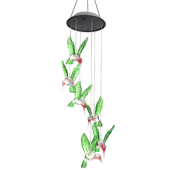 LED Solar Pendant Light Lamp Hummingbird Wind Chime Mobile Home Garden Yard Decor White Xmas