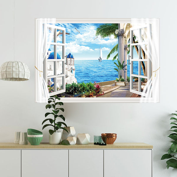 Miico FX82012 Mediterranean Landscape Wall Sticker Window Printing Home Decorative Wall Stickers
