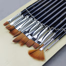 BGLN 021-A0015-T 12 Pcs/set Nylon Hair Short Rod Paint Brushes Flat Painting Brush For Oil Acrylic Brush Pens School Students Art Supplies