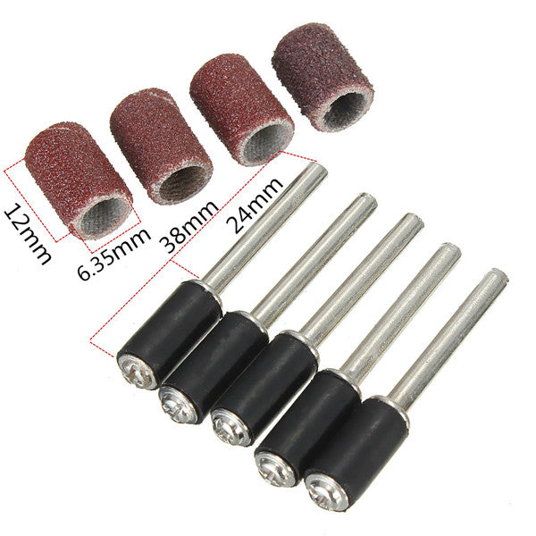 92pcs 1/4 Inch Sanding Bands Drums Sleeves 60 120 240 320 Grit with 5 Mandrel