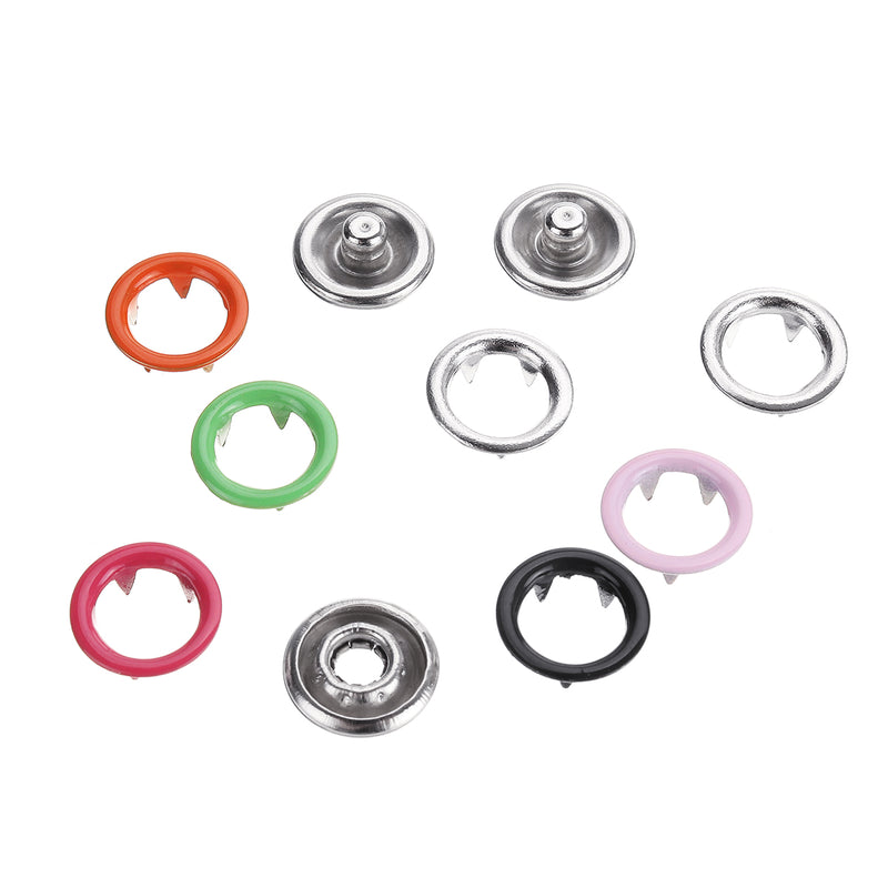 5 Sets 10 Colors of Hollow Five Claws of Box Set Total Buttons Metal Sewing Press Studs Snap Fastener DIY Clothes Craft 9.5mm