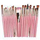 20Pcs Pink Color Beauty Eye Shadow Foundation Eyebrow Lip Brush Makeup Brushes