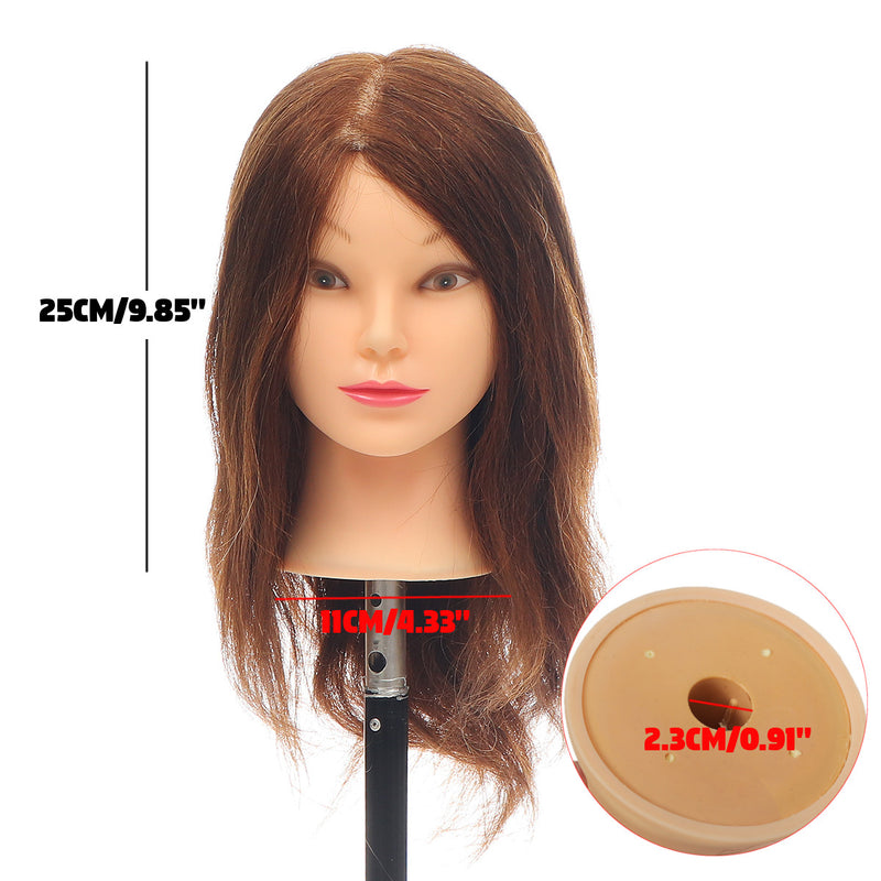 100% Real Human Hair Mannequin Head Salon Hairdressing 18'' Training Head + Clamp