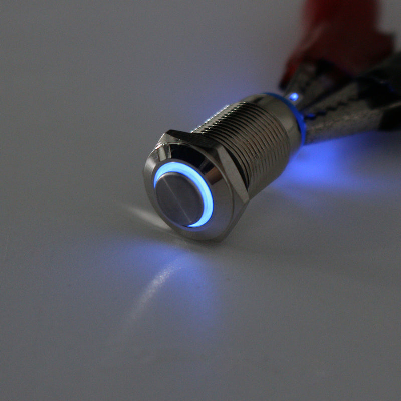 Silver 12mm LED Metal Push Button Latching Switch 4Pin Waterproof Push Button Switch