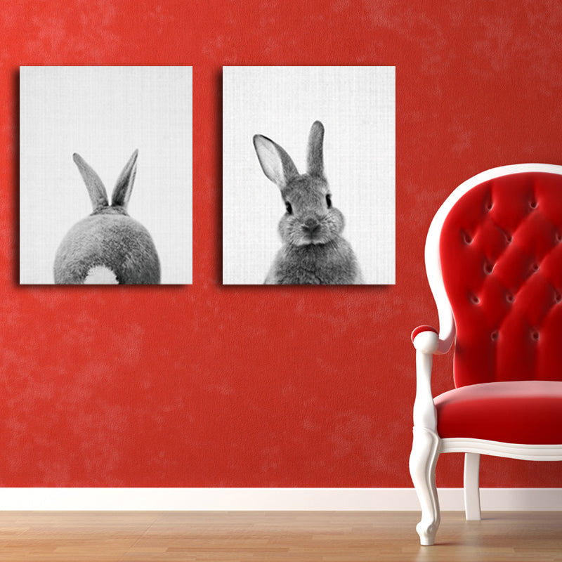 Miico Hand Painted Combination Decorative Paintings Animal Rabbit Paintings Wall Art For Home Decoration