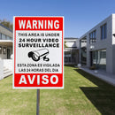 24 Hour Video Surveillance Warning Sign Sticker Security Video Spanish English Metal