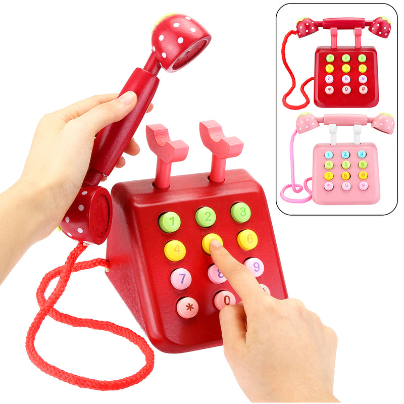 Simulation Wooden Phone Toys Educational Children Dollhouse Gifts Pretend Play Toys