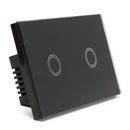 AC 110V-240V 1 Way 2 Gang Crystal Glass Remote Panel Touch LED Light Switches Controller With Remote