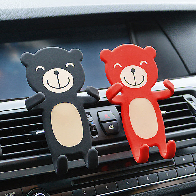 Carton Bear Silicone Flexible Car Air Vent Holder Phone Mount for iPhone X Samsung S8 Xiaomi 6 GPS