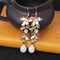 Sweet Ear Drop Earring Gold leaves Oval Beaded Pendant Artificial Peal Earrings Jewelry for Women