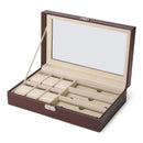 Multi-grid Wood Leather Glasses Box Glass Storage Watch Display Case