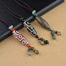 Unisex Vintage Tibetan Beads Nine Eye Agate Pendant Necklaces Simple Style Necklace