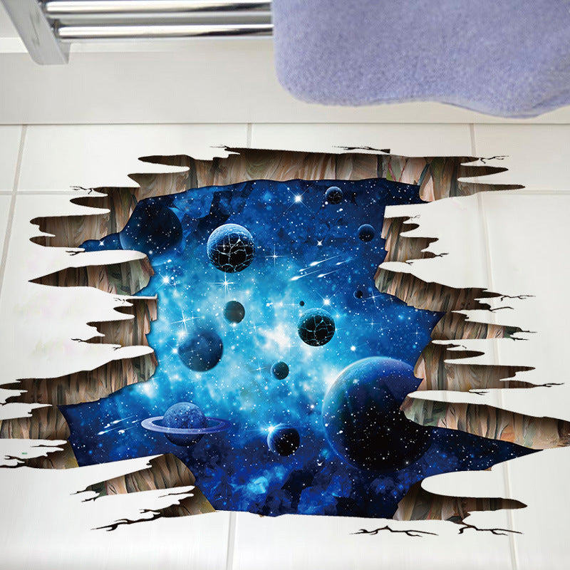 Miico Creative 3D the Milky Way Broken Wall Removable Home Room Decorative Wall Door Decor Sticker