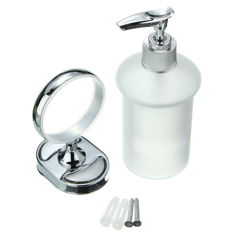 Stainless Steel Wall Mounted Soap Dispenser Holder Shampoo Bottle Frosted Glass