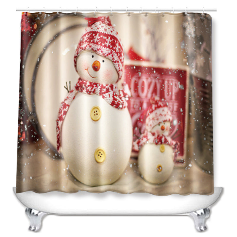 4Pcs Christmas Bathroom Non-Slip Rug+Lid Toilet Covers Bath Mat+Shower Curtain